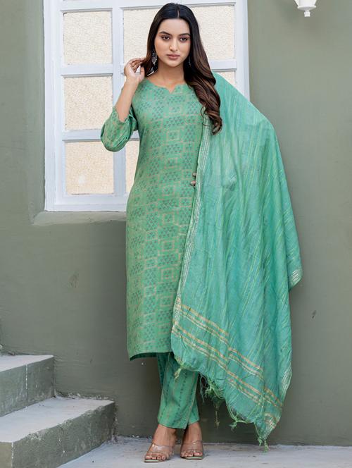 women three quarter sleeve kurta pant with dupatta set - 22014306 - Very Small Image - 1