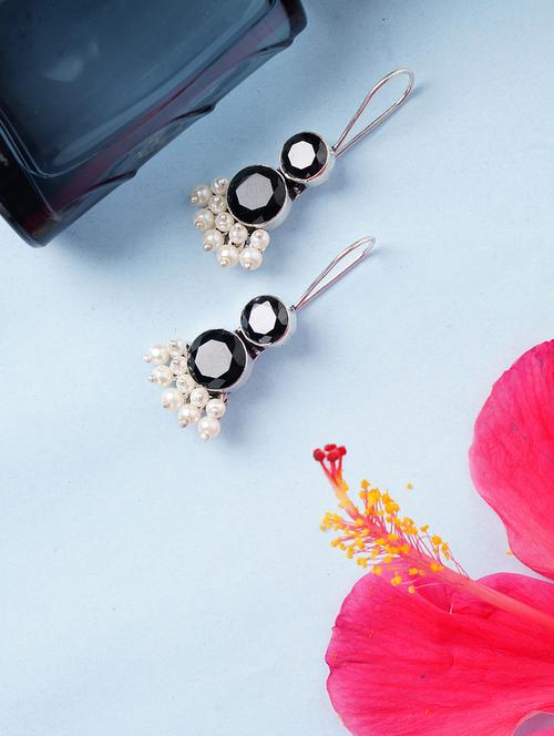 black & silver toned classic design crystal drop earrings - 22014455 - Very Small Image - 1