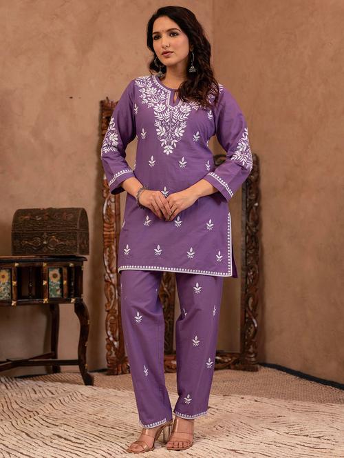 women three quarter sleeve ethnic co-ord set - 22014585 - Very Small Image - 1