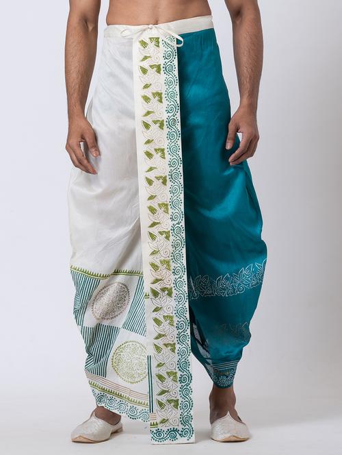 men printed mid rise draped dhoti - 22016534 - Very Small Image - 1