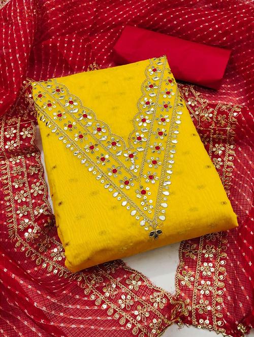 women self design embroidered unstitched suit set - 22018712 - Very Small Image - 1