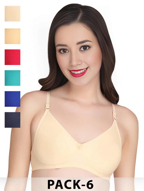 women pack of 6 solid non wired t-shirt bra - 22024953 - Very Small Image - 1