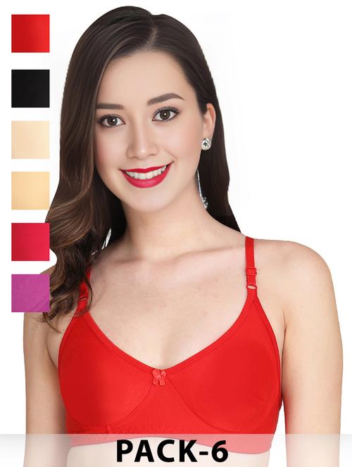 red cotton combos bra - 22024970 - Very Small Image - 1