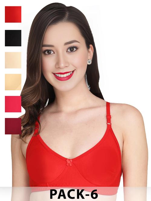 women pack of 6 solid non wired bra - 22024978 - Very Small Image - 1