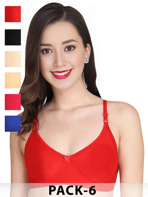 women pack of 6 solid non wired t-shirt bra - 22024979 - Very Small Image - 1