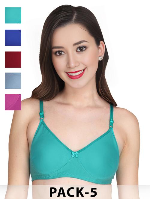 women pack of 5 solid non wired bra - 22025010 - Very Small Image - 1