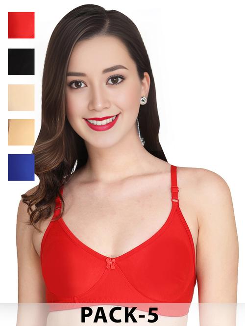 women pack of 5 solid non wired t-shirt bra - 22025073 - Very Small Image - 1