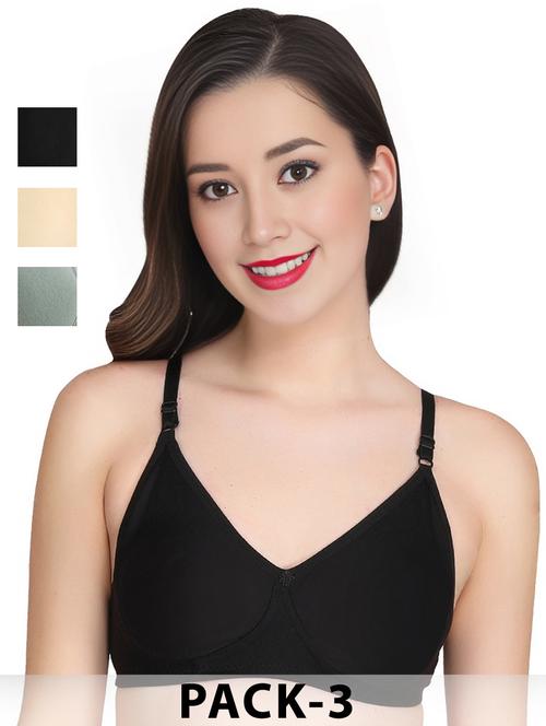 women pack of 3 solid non wired t-shirt bra - 22025279 - Very Small Image - 1