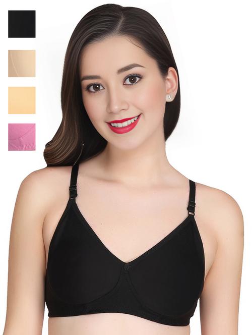 women pack of 4 solid non wired t-shirt bra - 22025686 - Very Small Image - 1