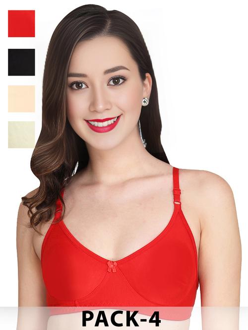 women pack of 4 solid non wired t-shirt bra - 22025697 - Very Small Image - 1