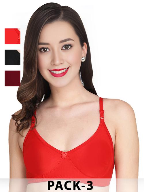 women pack of 3 solid non wired t-shirt bra - 22025825 - Very Small Image - 1
