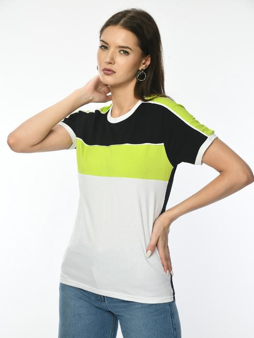 Women Color Blocked Short Sleeve T-shirt - 22028375 - Very Small Image - 1