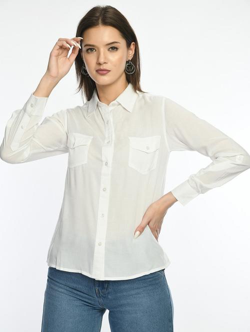 women white solid collared regular shirt - 22028505 - Very Small Image - 1