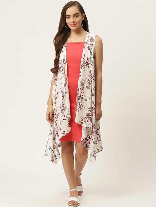 women printed sleeveless asymmetric shrug - 22028946 - Very Small Image - 1