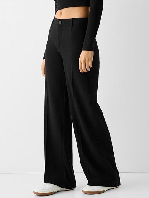 women solid high rise wide leg trouser - 22030554 - Very Small Image - 1