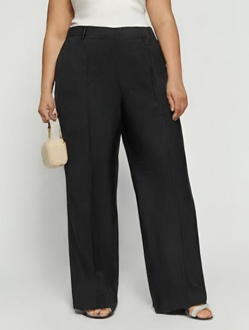 women solid high rise wide leg trouser - 22030555 - Very Small Image - 1