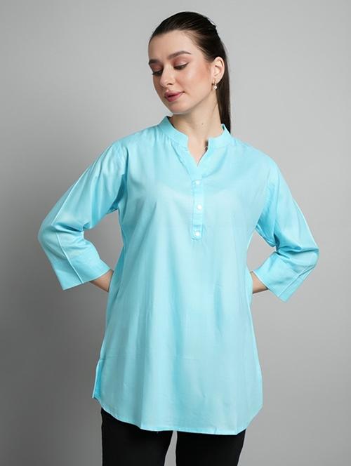 women solid three quarter sleeve tunic - 22030582 - Very Small Image - 1