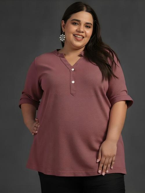 women plus size solid three quarter sleeve tunic - 22030587 - Very Small Image - 1