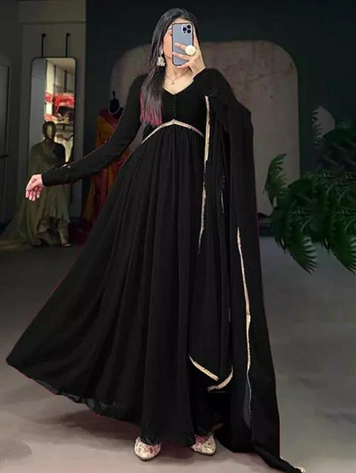 women solid long sleeve kurta dupatta set - 22031534 - Very Small Image - 1