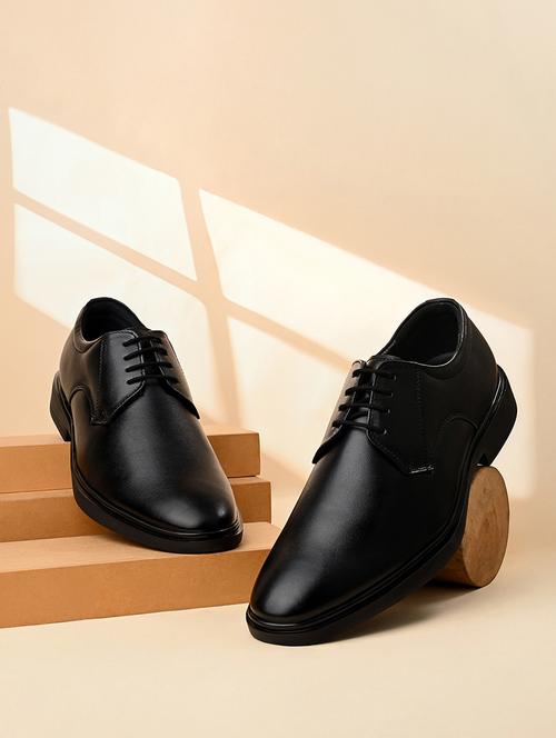 men solid black lace-up derby - 22033695 - Very Small Image - 1