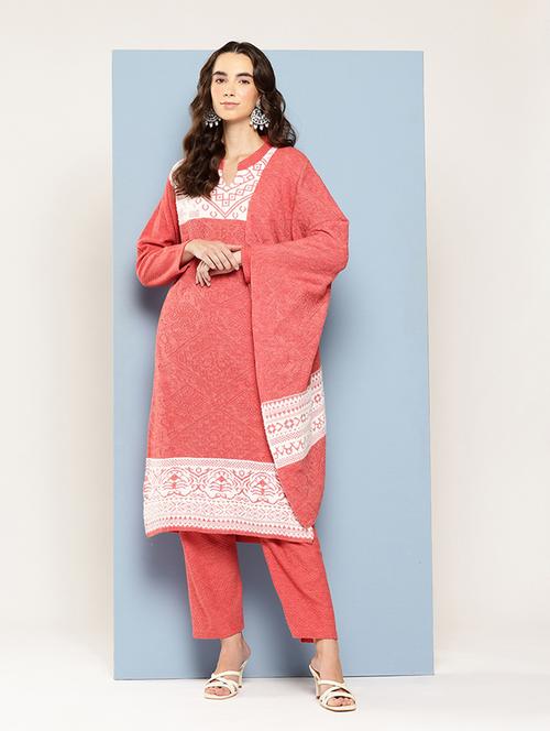 women self design long sleeve kurta pant with dupatta set - 22033755 - Very Small Image - 1
