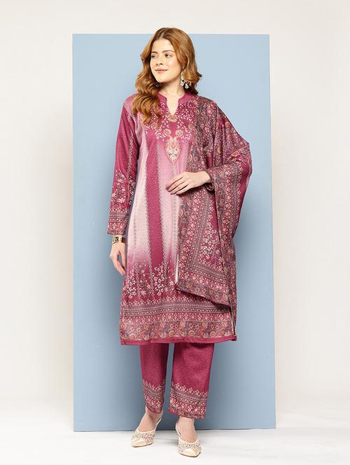 women self design long sleeve kurta pant with dupatta set - 22033778 - Very Small Image - 1