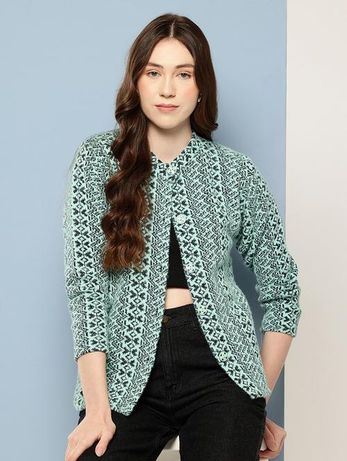 women self design long sleeve cardigan - 22033781 - Very Small Image - 1