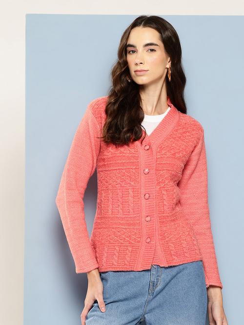 women self design long sleeve cardigan - 22033791 - Very Small Image - 1