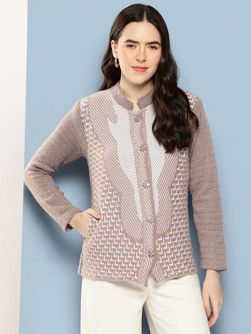 women self design long sleeve cardigan - 22033797 - Very Small Image - 1