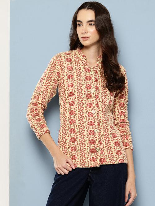 women self design long sleeve cardigan - 22033807 - Very Small Image - 1