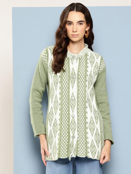 women self design long sleeve cardigan - 22033846 - Very Small Image - 1