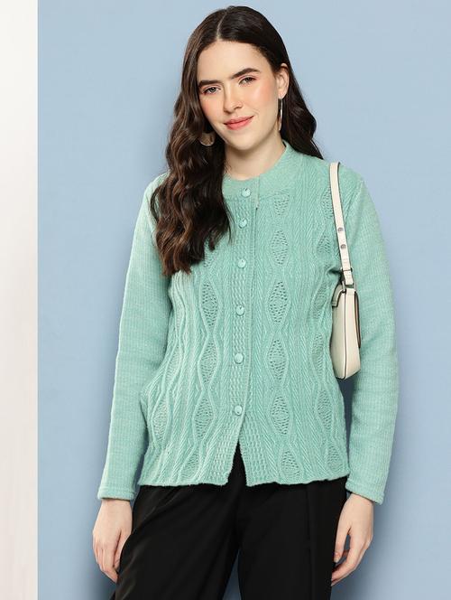 women self design long sleeve cardigan - 22033852 - Very Small Image - 1