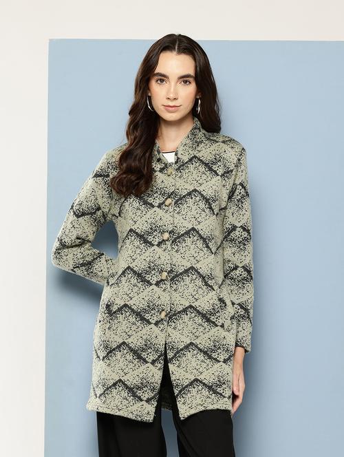 women self design long sleeve cardigan - 22033857 - Very Small Image - 1