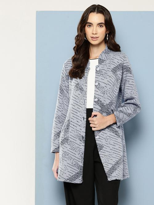 women self design long sleeve cardigan - 22033858 - Very Small Image - 1