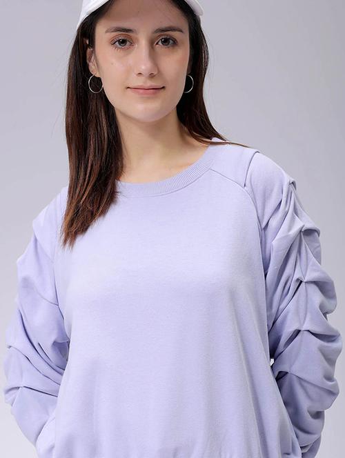 women lavender solid long sleeve sweatshirt - 22036505 - Very Small Image - 1