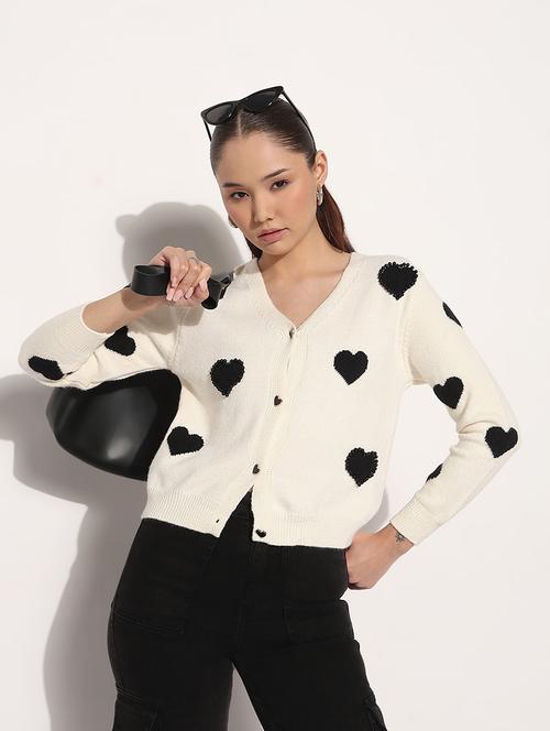 women printed long sleeve crop cardigan - 22038317 - Very Small Image - 1