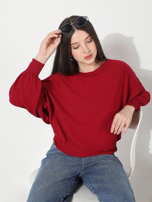 women solid long sleeve pullover - 22038343 - Very Small Image - 1