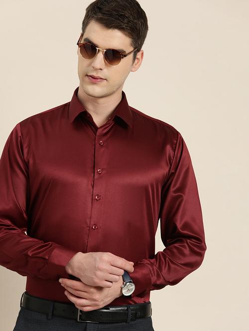 Men Solid Collared Long Sleeve Regular Fit Shirt - 22039188 - Very Small Image - 1