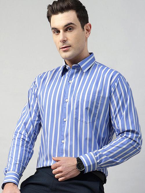 men striped collared long sleeve shirt - 22039588 - Very Small Image - 1