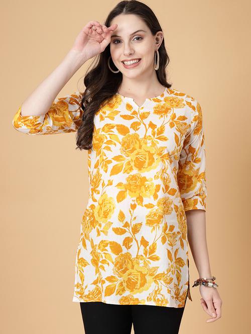 Women Printed Three Quarter Sleeve Straight Kurti - 22040852 - Very Small Image - 1