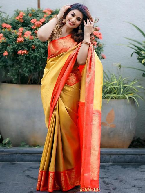 women self design kanjivaram saree with blouse - 22041595 - Very Small Image - 1