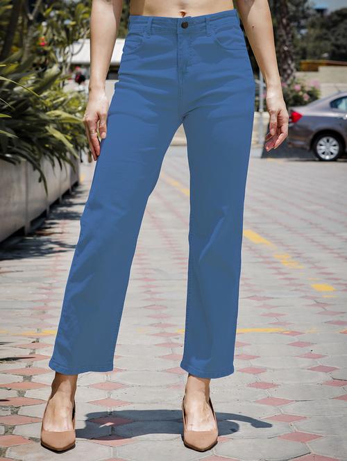 women solid high rise staright fit jeans   - 22048043 - Very Small Image - 1