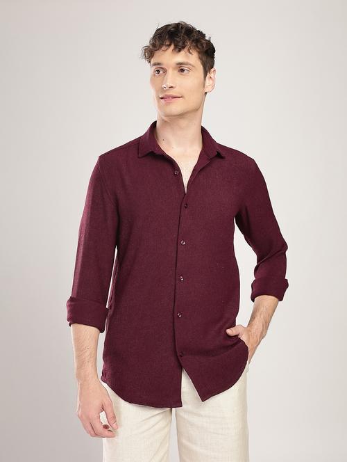 Men Solid Collared Long Sleeve Regular Fit Shirt - 22052137 - Very Small Image - 1