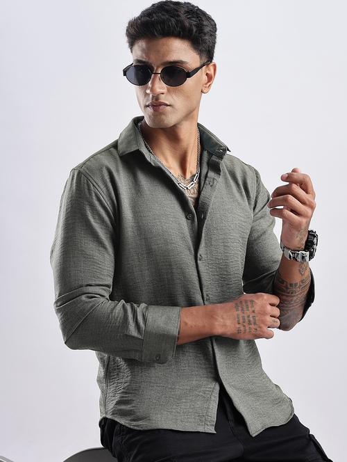 men solid collared long sleeve regular fit shirt - 22052150 - Very Small Image - 1