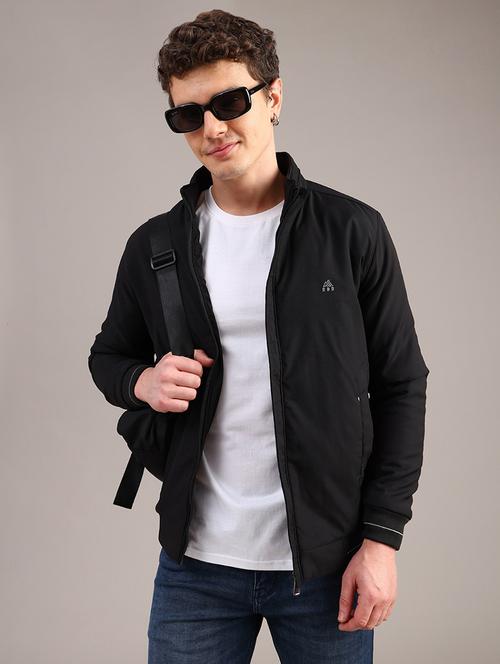 men solid long sleeve insulator bomber jacket - 22053511 - Very Small Image - 1