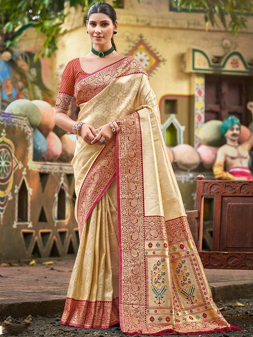 women self design kanjivaram saree with blouse - 22053735 - Very Small Image - 1
