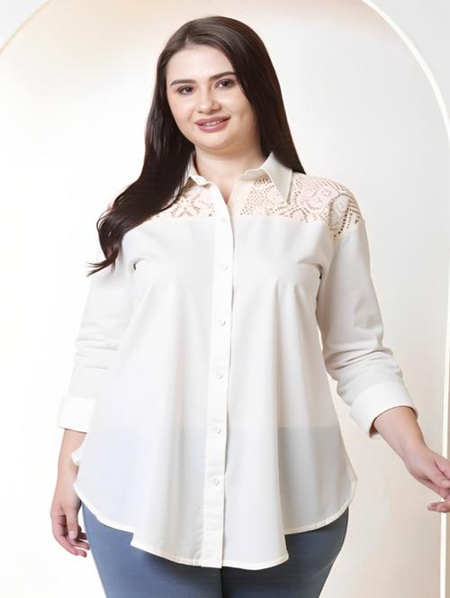 women plus size solid collared long sleeve shirt - 22055128 - Very Small Image - 1
