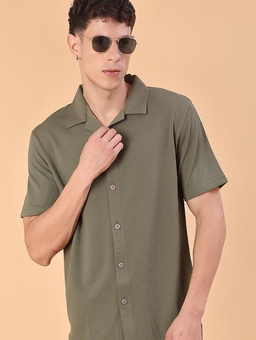 men self design short sleeve regular fit casual shirt - 22057376 - Very Small Image - 1