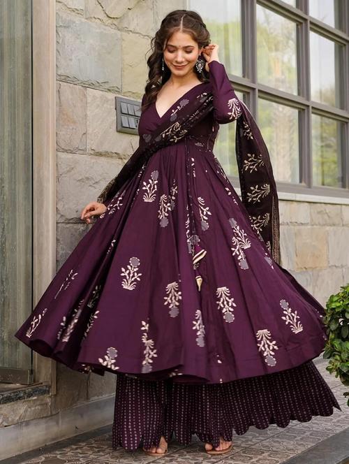 women printed long sleeve kurta palazzo with dupatta set - 22057678 - Very Small Image - 1
