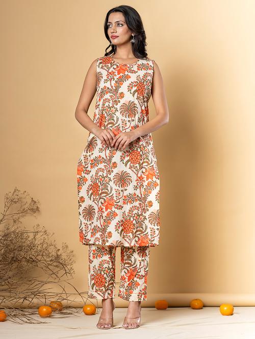 peach cotton kurta palazzo  set - 22058161 - Very Small Image - 1